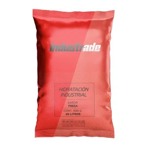 Sobre de bebida hidratante sabor fresa con azúcar Industrade para preparar 20 litros