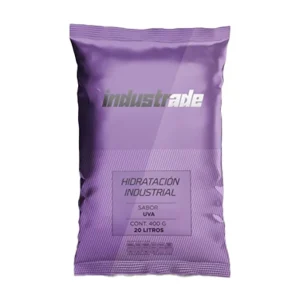 Sobre de bebida hidratante sabor uva con azúcar Industrade para preparar 20 litros