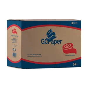 Caja con 12 rollos de papel higiénico junior GCPAPER 14805, cada uno de 180 metros