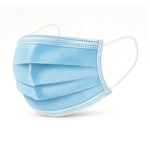 Mascarilla protectora desechable de 3 capas color azul con ajuste nasal