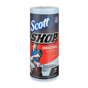 Toalla en rollo azul tipo Shop Towels para manos, uso industrial